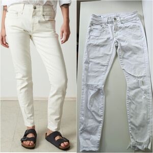 R13 White Mid Rise Boy Skinny Jeans -  Sz 26 Designer Luxury Denim Italy